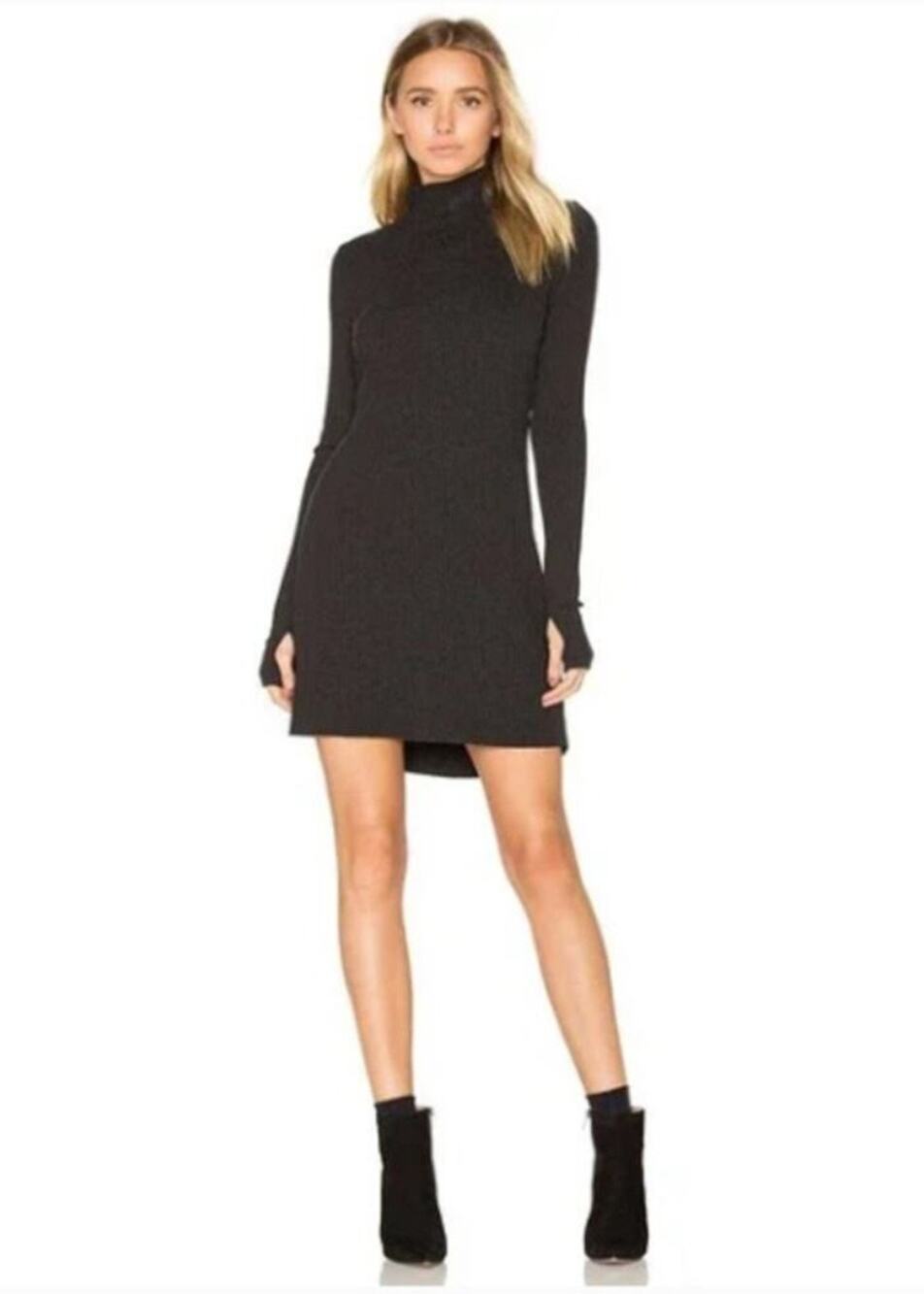 NWT Michael Lauren x REVOLVE Black Ribbed Mock Neck Long Sleeve Dress Size XS